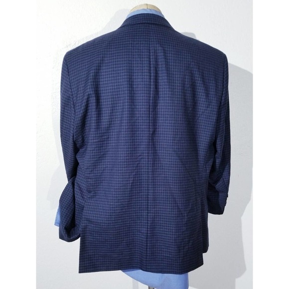 Douglas Graham 48R Blue On Blue Tooth Check 4-SEASON Blazer sport Coat Jacket - Picture 3 of 5